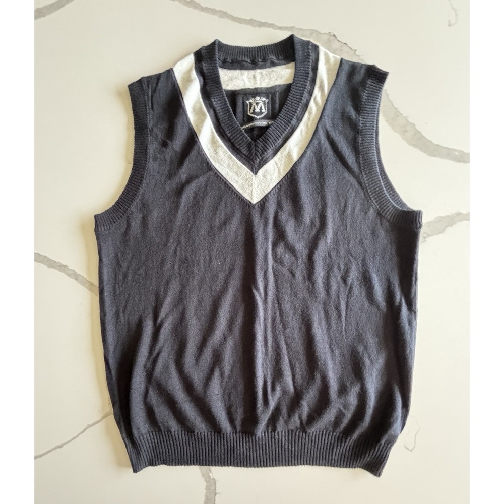Club Monaco Sweater Mens Black Vest Linen Blend Preppy
